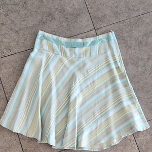 Arden B Light Blue & Cream Striped Skater Skirt